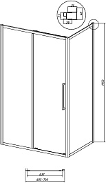 Grossman Боковая стенка Cosmo 70x195 профиль черный матовый стекло шиншилла – фотография-11